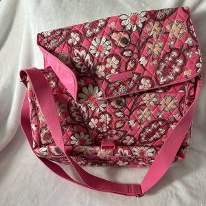 Vera Bradley Pink Floral Quilted Crossbody Messenger Bag